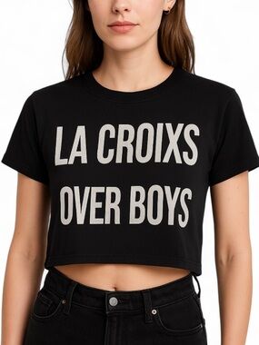 Black Crop Top “La Croixs Over Boys”